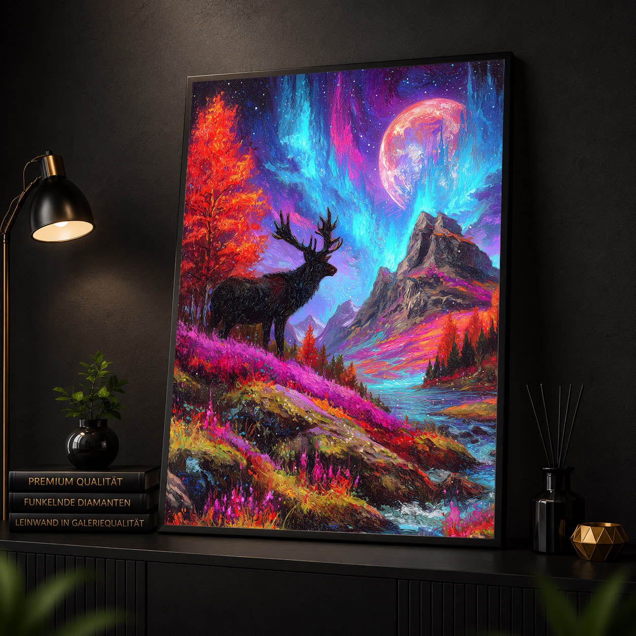 Diamond Painting - Hirsch unter Polarlichtern
