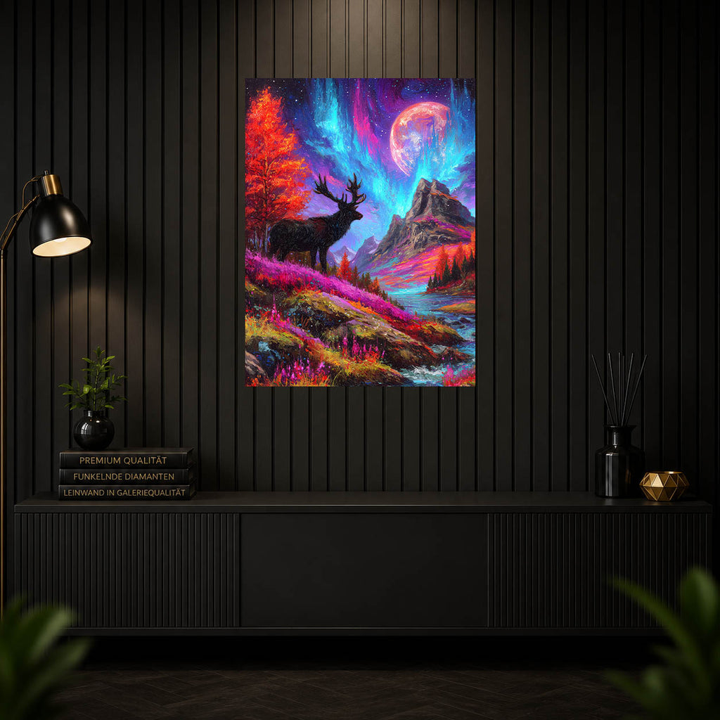 Diamond Painting - Hirsch unter Polarlichtern