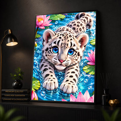 Diamond Painting - Schneeleopardenbaby