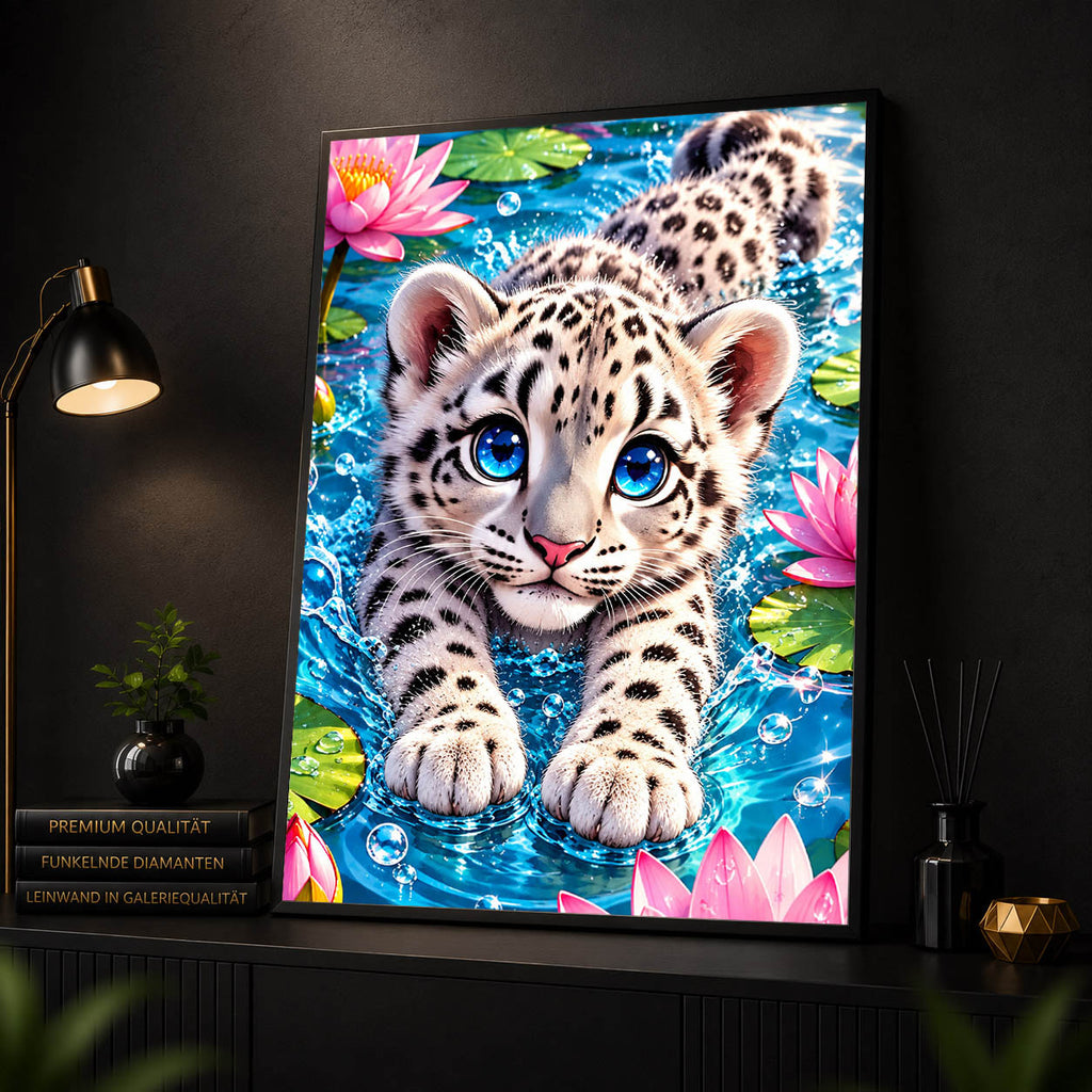 Diamond Painting - Schneeleopardenbaby