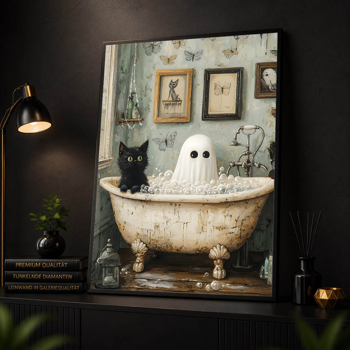 Diamond Painting – Geisterbad und Samtpfote