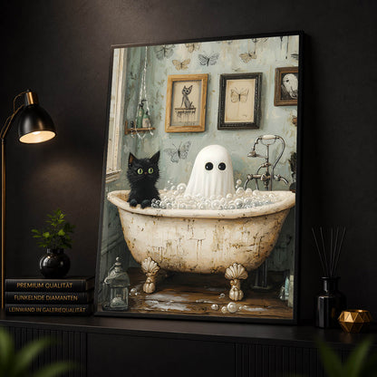 Diamond Painting – Geisterbad und Samtpfote