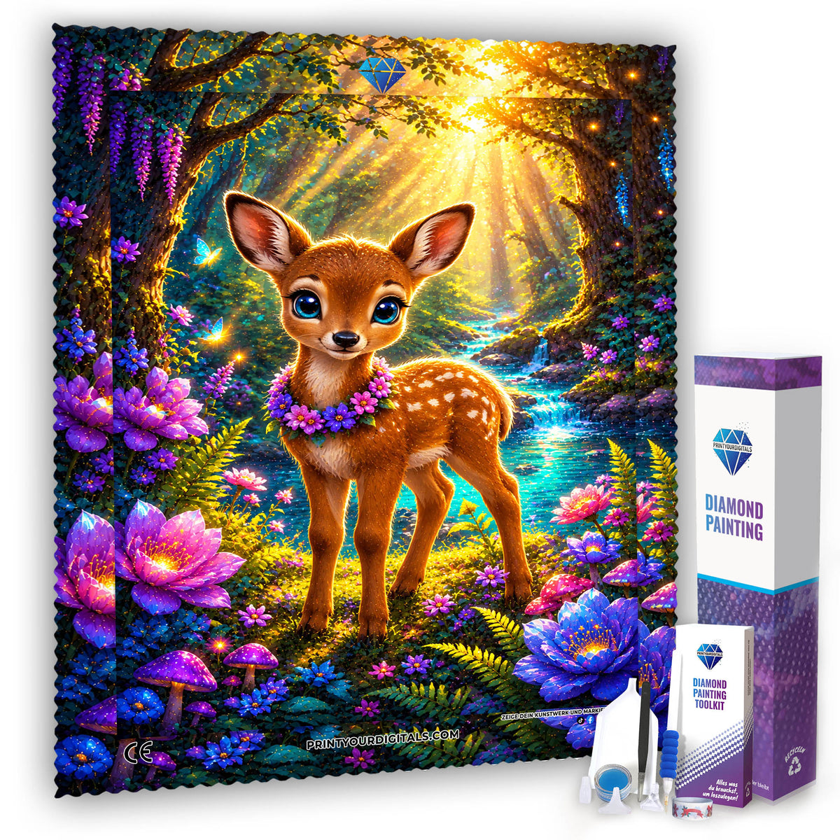 Diamond Painting - Rehkitz im Zauberwald