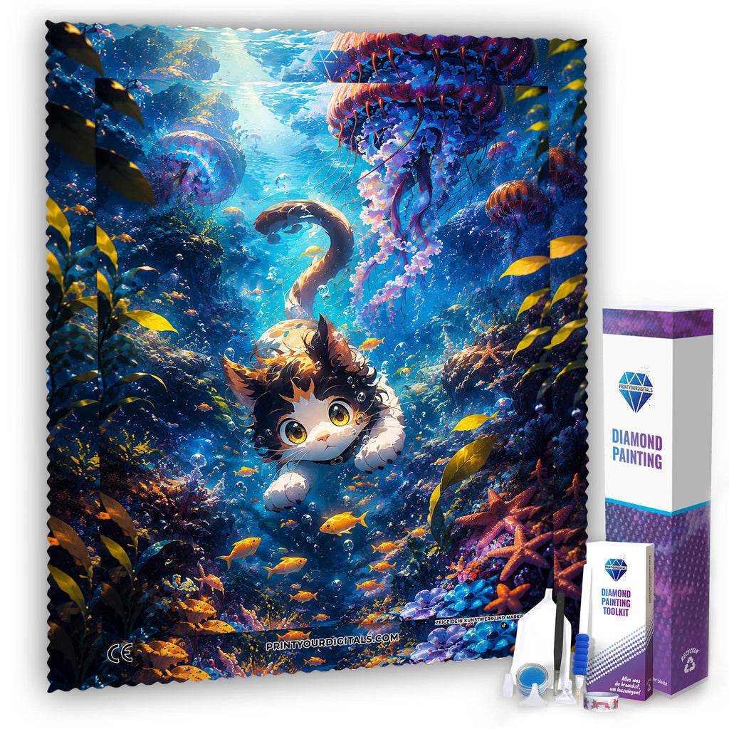 Diamond Painting - Kätzchen im Korallenriff