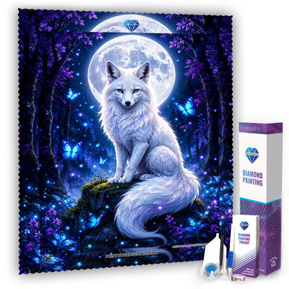 Diamond Painting - Weißer Fuchs im Mondwald