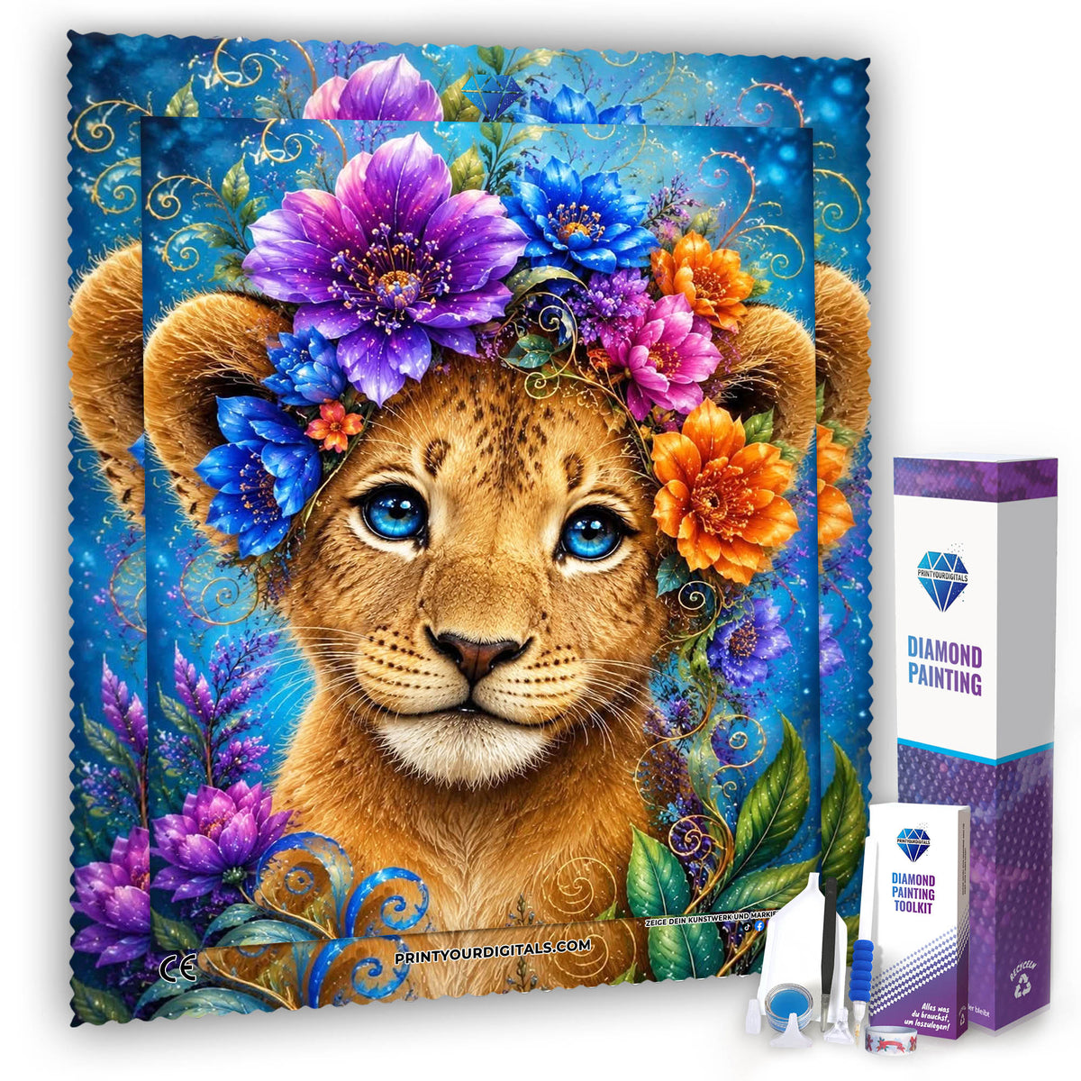 Diamond Painting - Blümenlöwe
