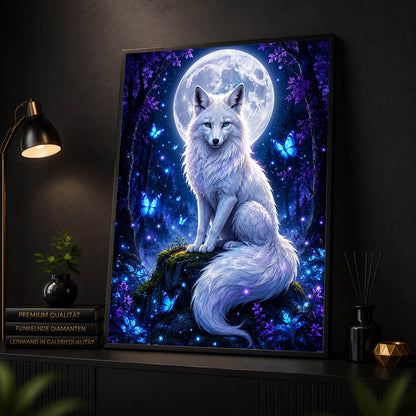 Diamond Painting - Weißer Fuchs im Mondwald