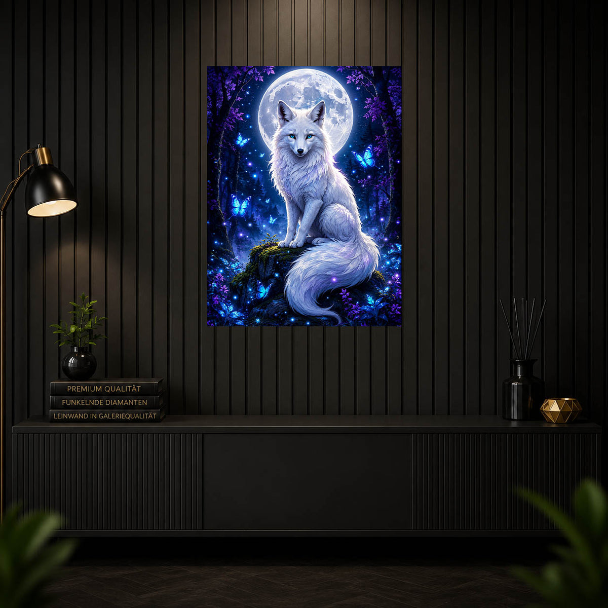 Diamond Painting - Weißer Fuchs im Mondwald