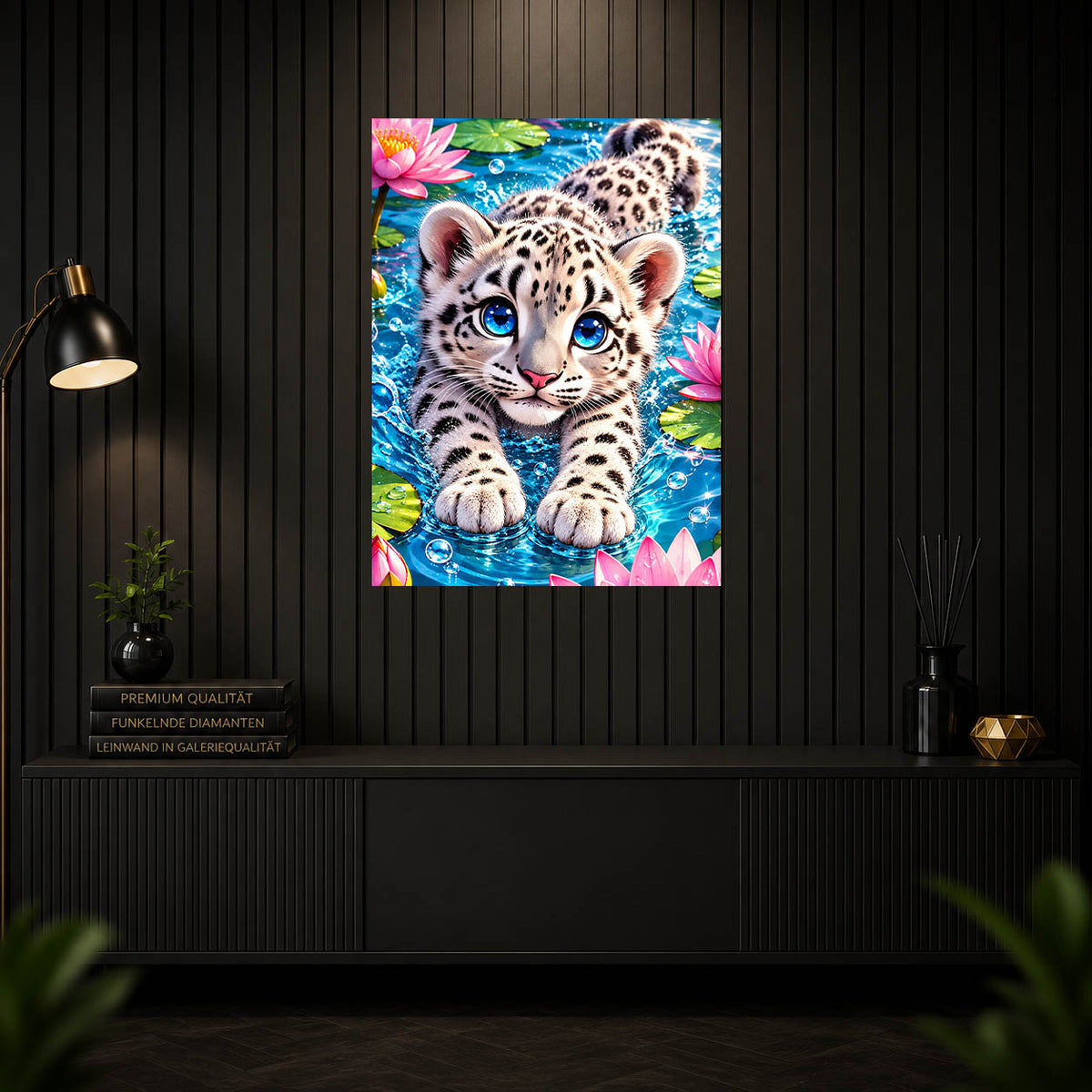 Diamond Painting - Schneeleopardenbaby