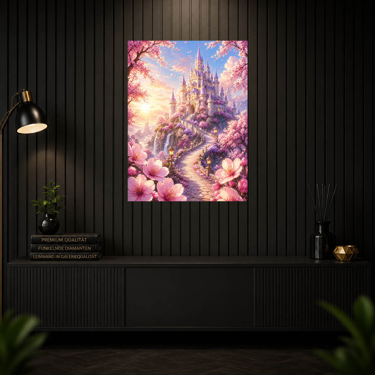 Diamond Painting - Kirschblüten Schloss