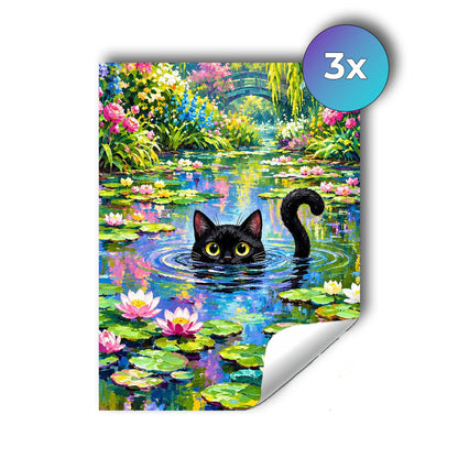 Sticker – Samtpfote im Seerosenteich