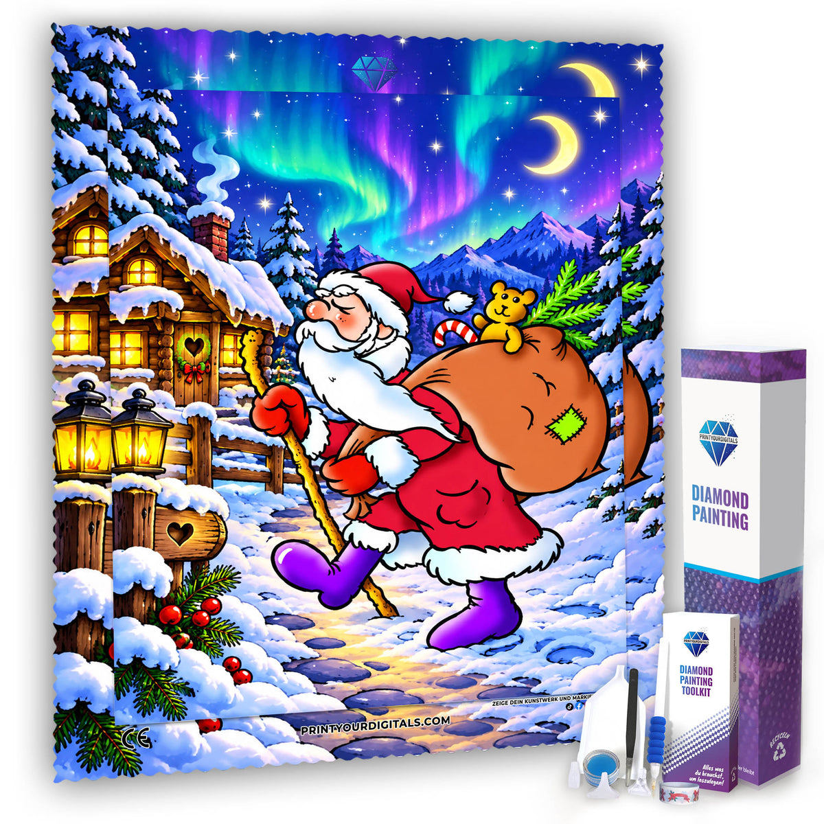Diamond Painting – Weihnachtsmann auf Wanderschaft