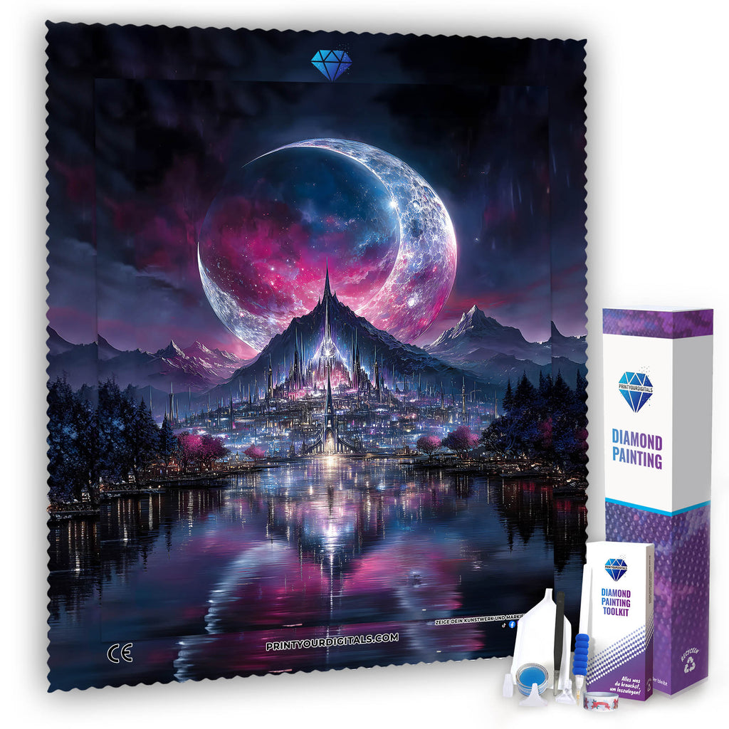 Diamond Painting - Stadt im Mondtor
