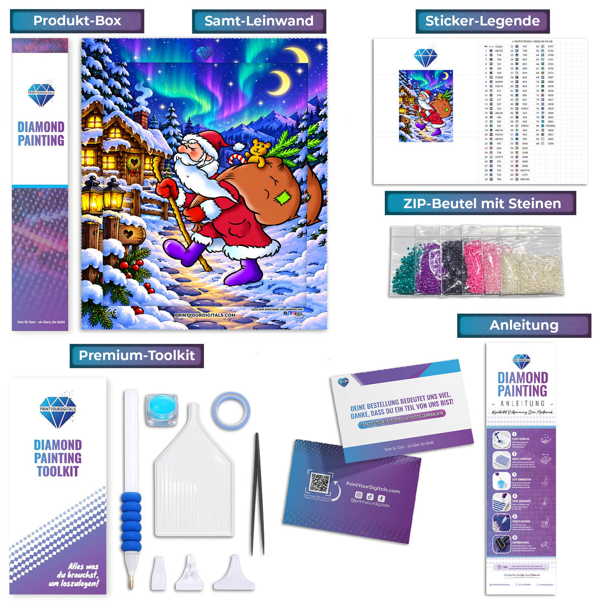 Diamond Painting – Weihnachtsmann auf Wanderschaft