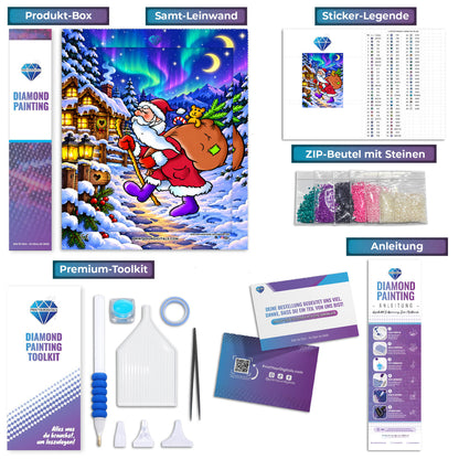 Diamond Painting – Weihnachtsmann auf Wanderschaft