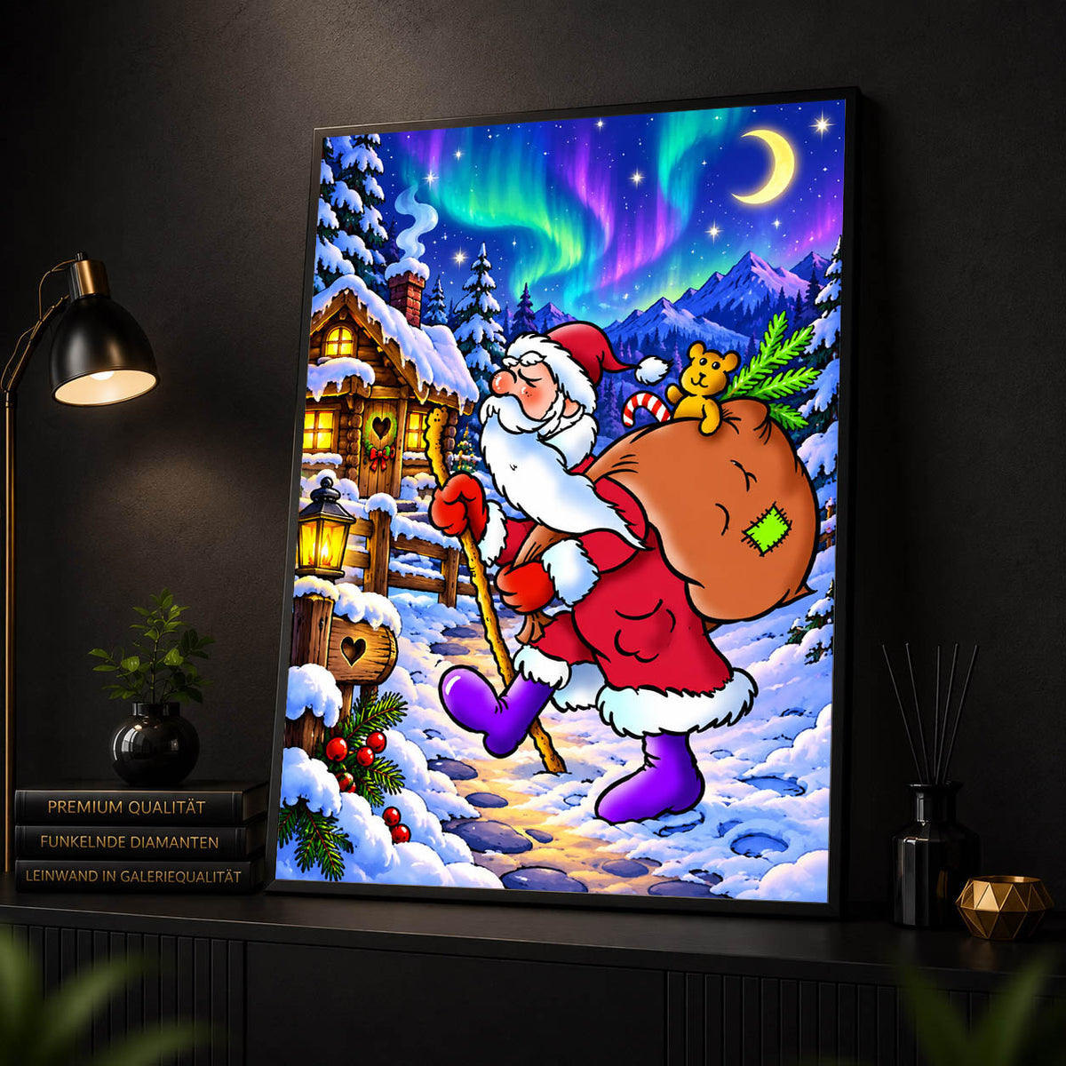 Diamond Painting – Weihnachtsmann auf Wanderschaft