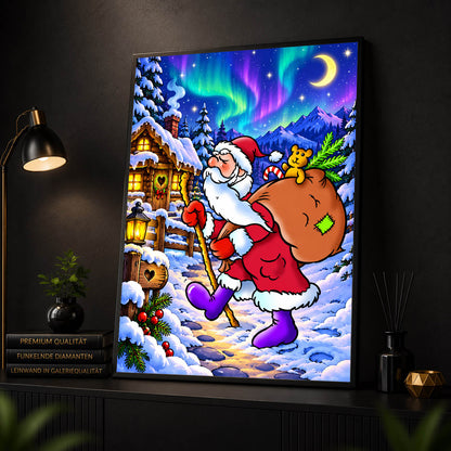 Diamond Painting – Weihnachtsmann auf Wanderschaft