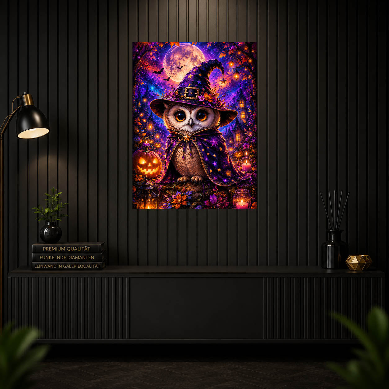 Diamond Painting - Eulenhexe im Halloweenwald