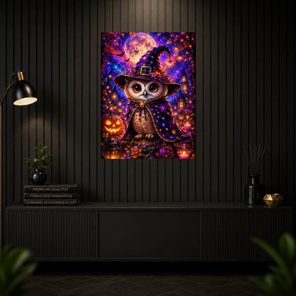 Diamond Painting - Eulenhexe im Halloweenwald