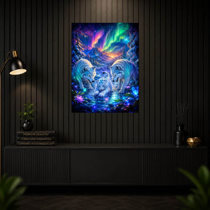Diamond Painting - Polarlicht Wölfe