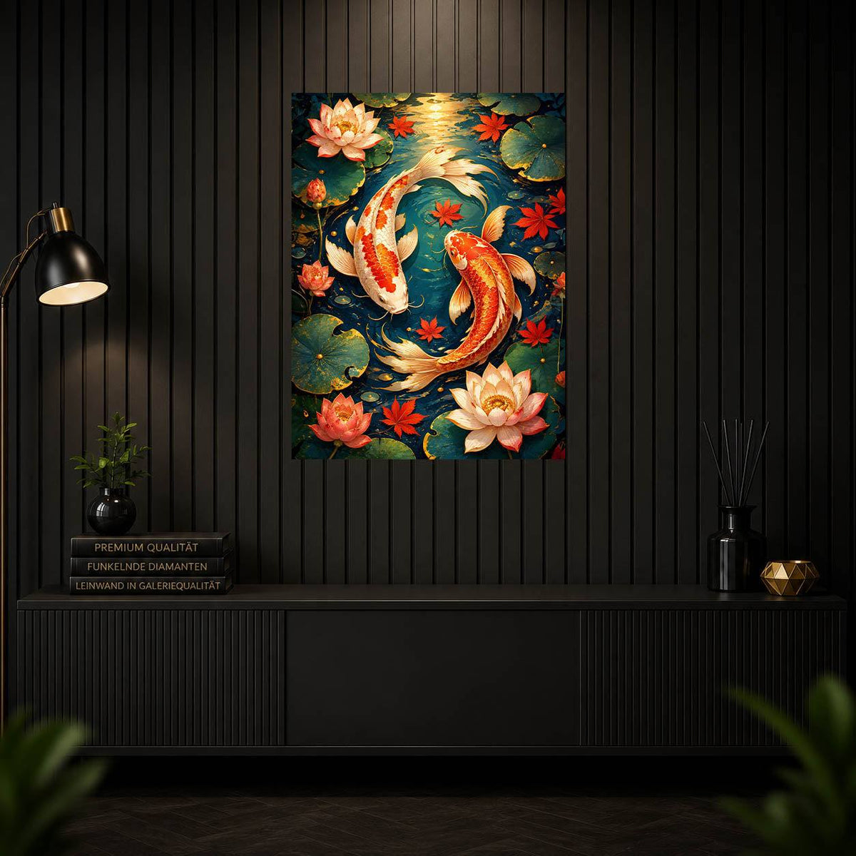 Diamond Painting - Koi Fische im Lotus Teich