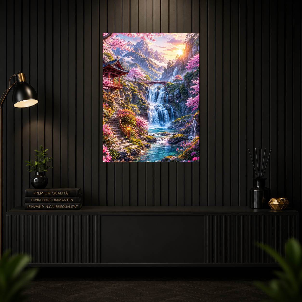 Diamond Painting – Tempel der Kirschblütenfälle