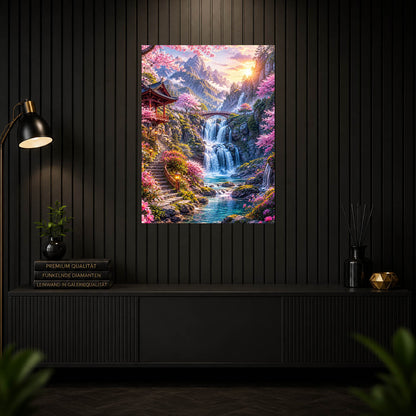 Diamond Painting – Tempel der Kirschblütenfälle