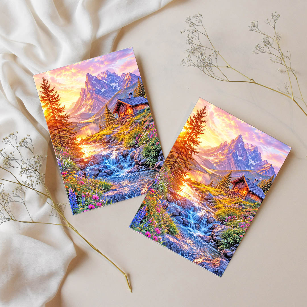 Sticker – Alpenglühen am Bergsee