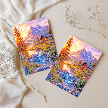 Sticker – Alpenglühen am Bergsee