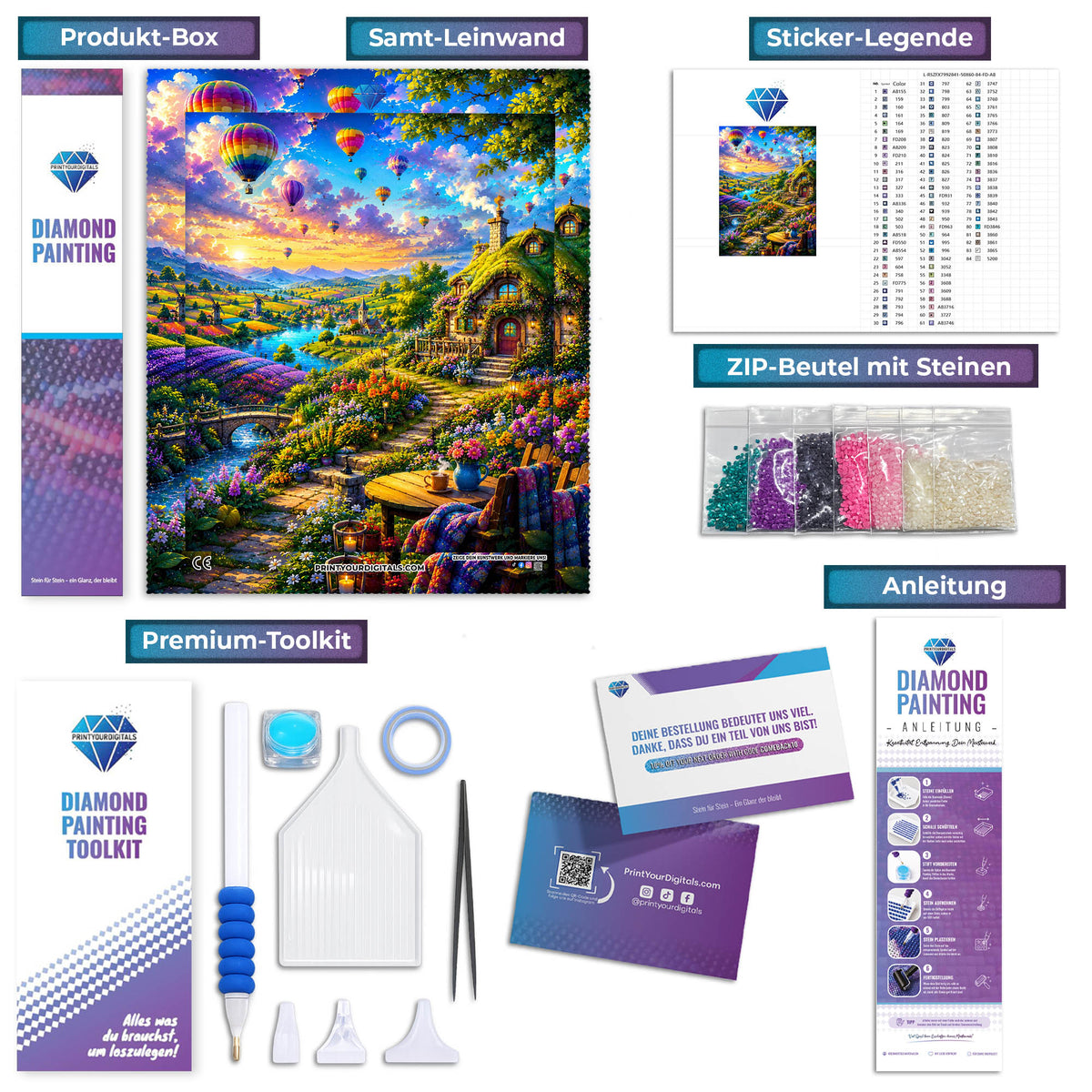 Diamond Painting - Bunte Ballonreise