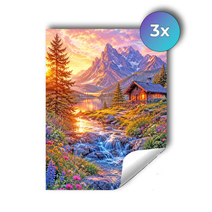 Sticker – Alpenglühen am Bergsee