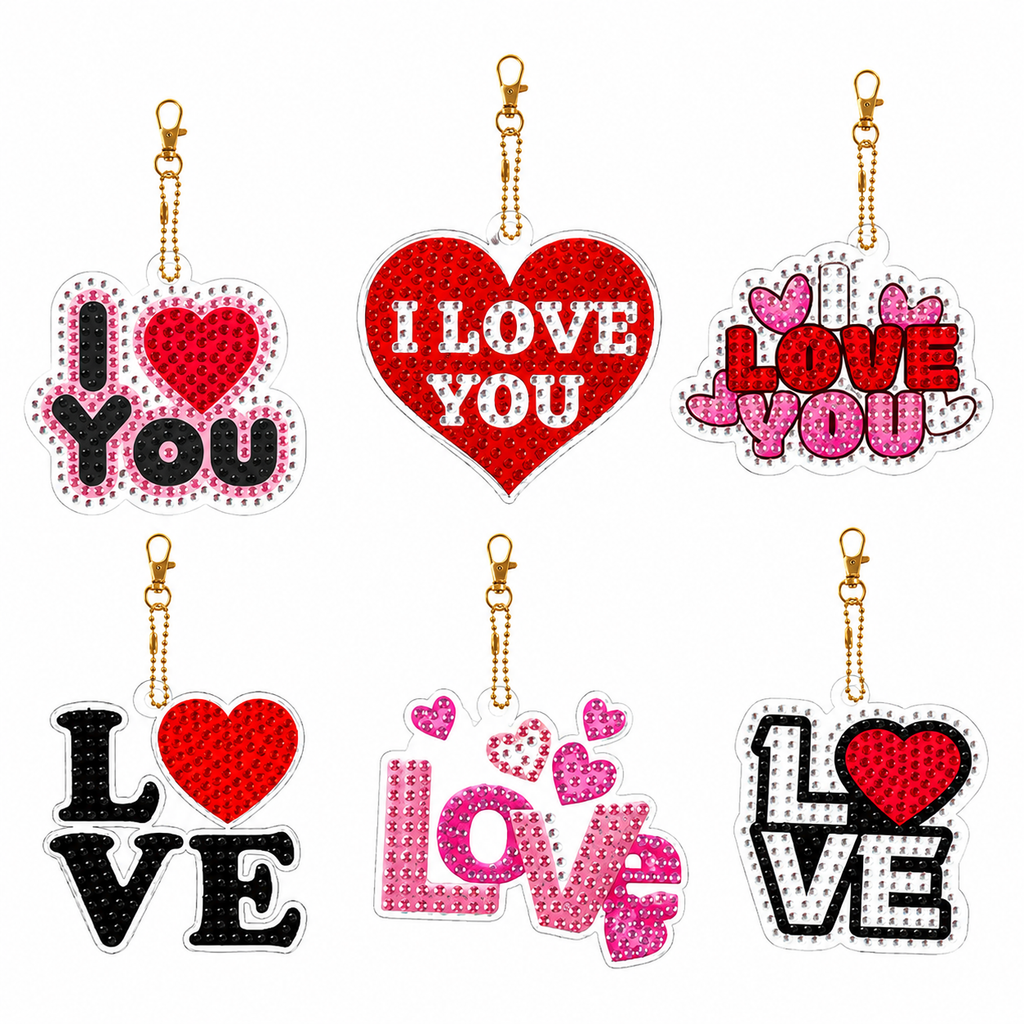 Diamond Painting Mini – Love Anhänger (6er-Set)
