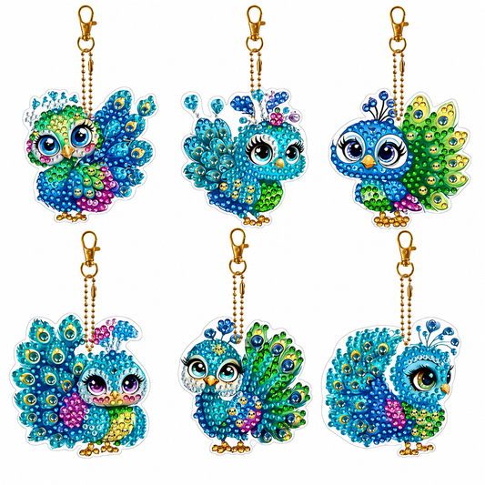 Diamond Painting Mini – Pfauen Set (6er-Set)
