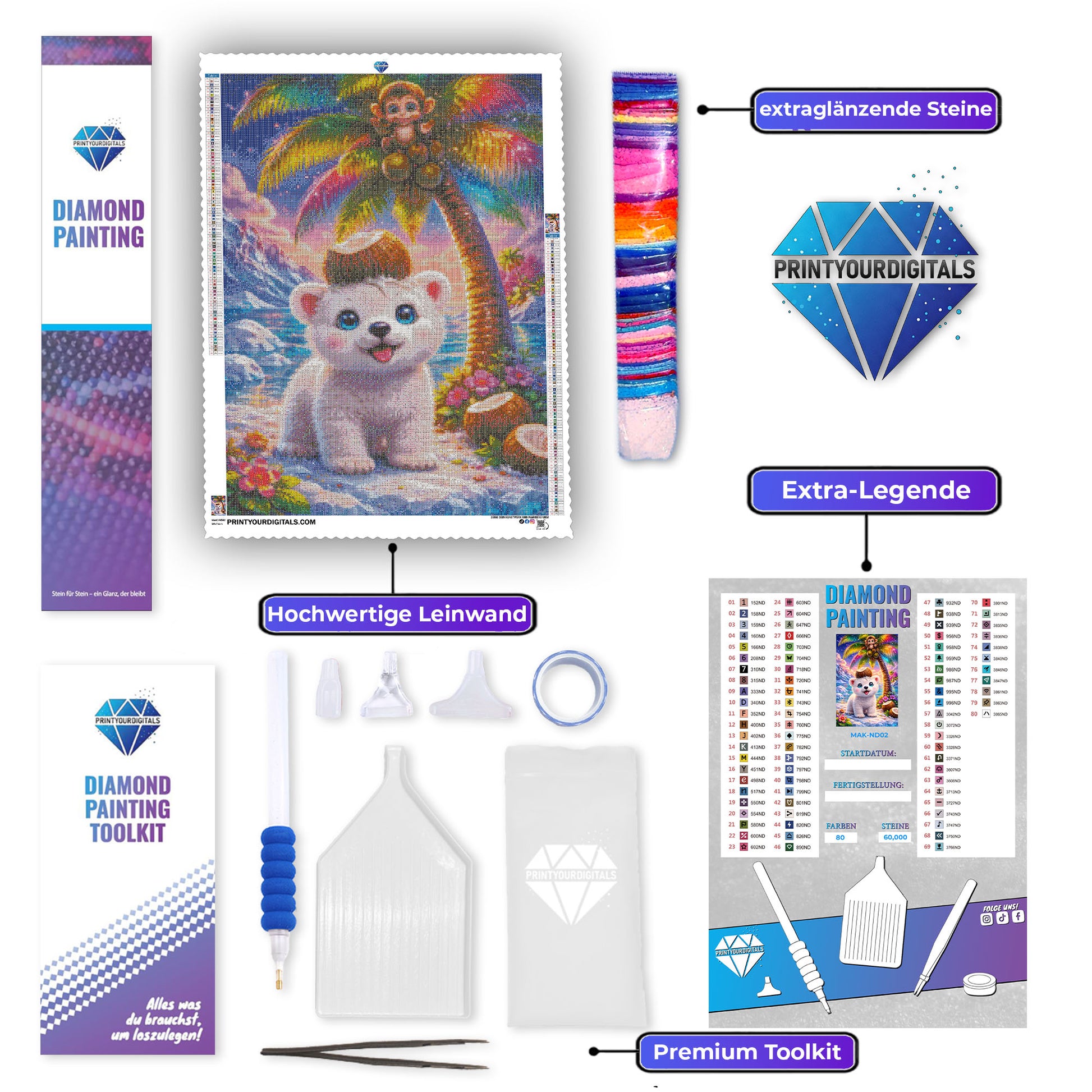 Diamond Painting – Kokos der Eisbär