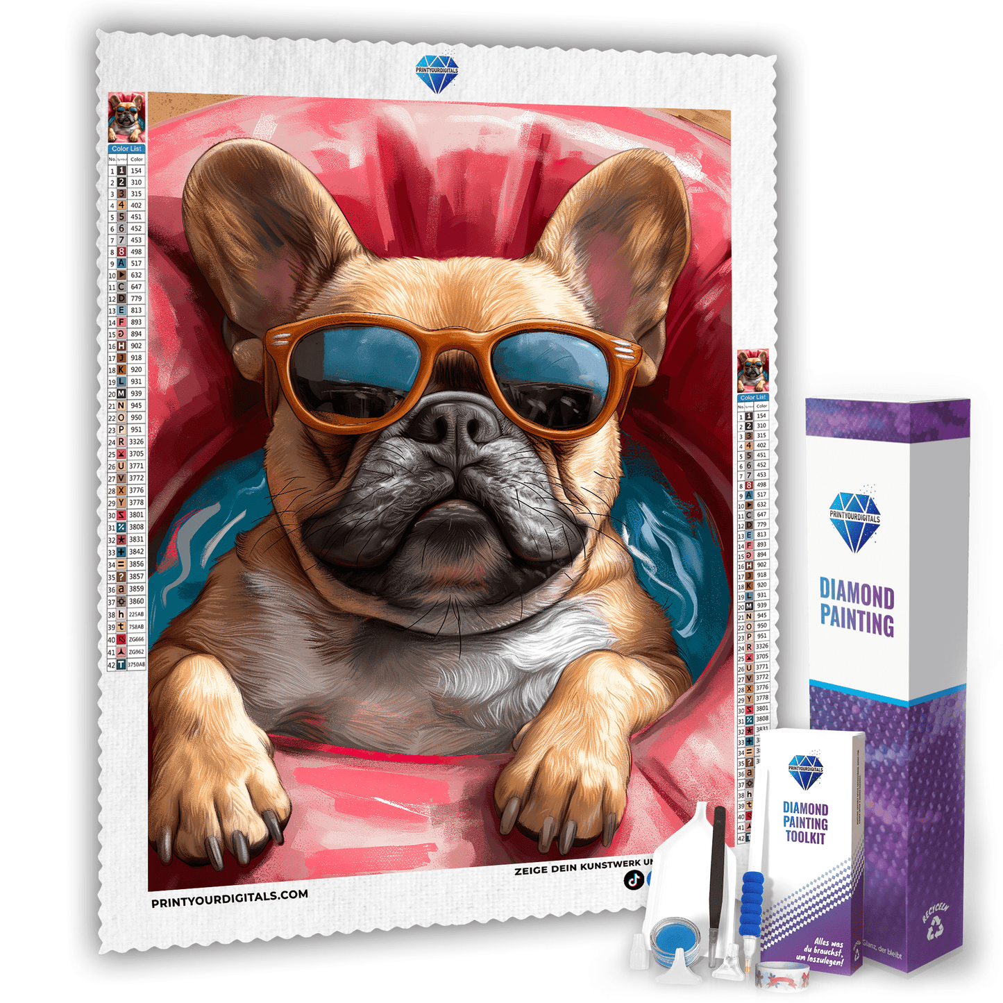 Diamond Painting - Mops im Rettungsring