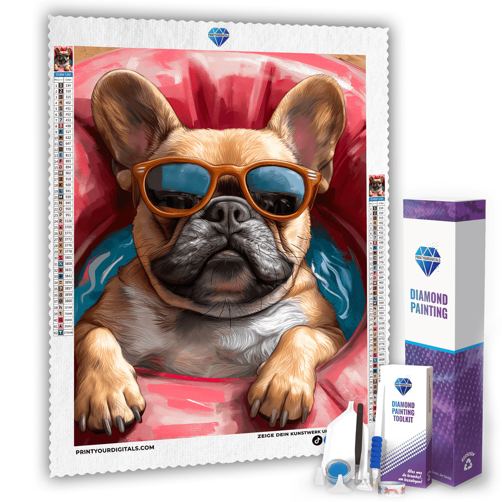 Diamond Painting - Mops im Rettungsring