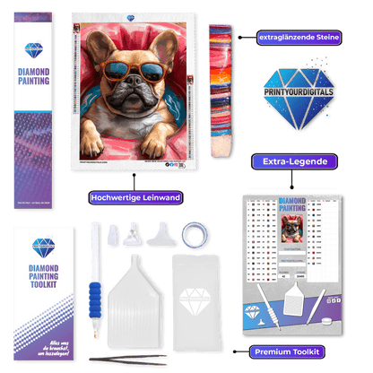 Diamond Painting - Mops im Rettungsring