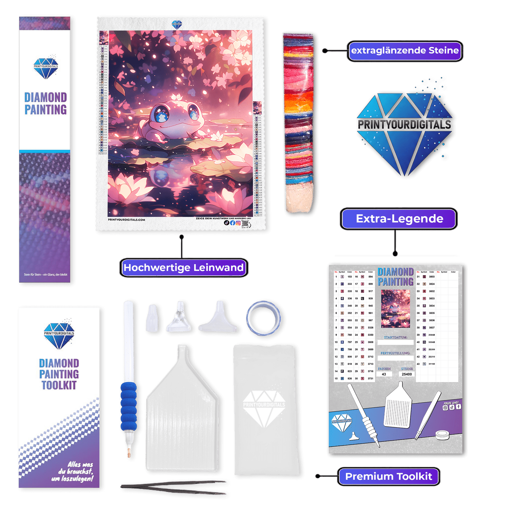 Diamond Painting - Rosa Blütenfrosch