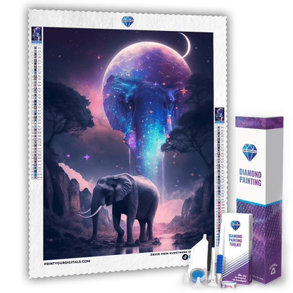 Diamond Painting - Elefantenmondlicht