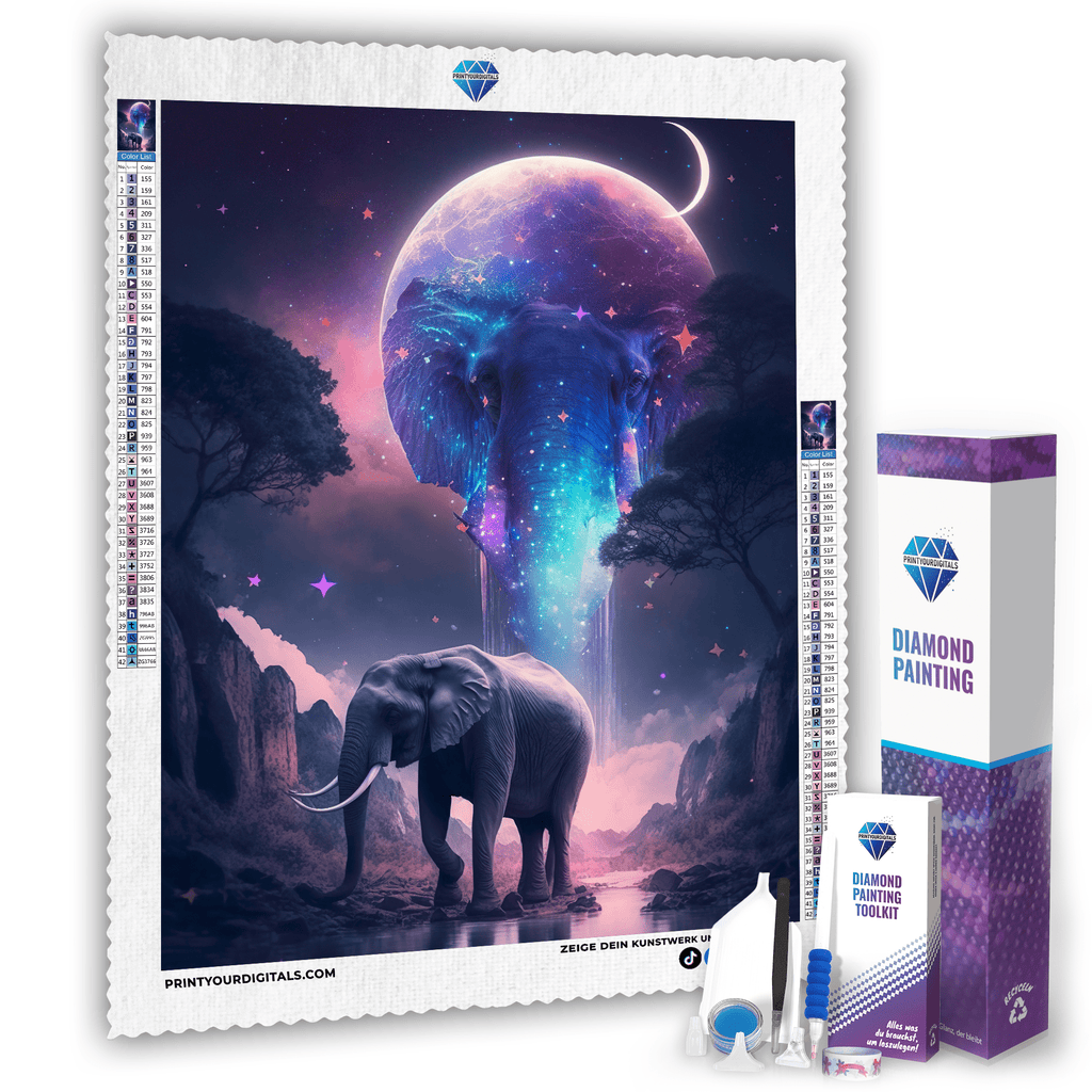 Diamond Painting - Elefantenmondlicht