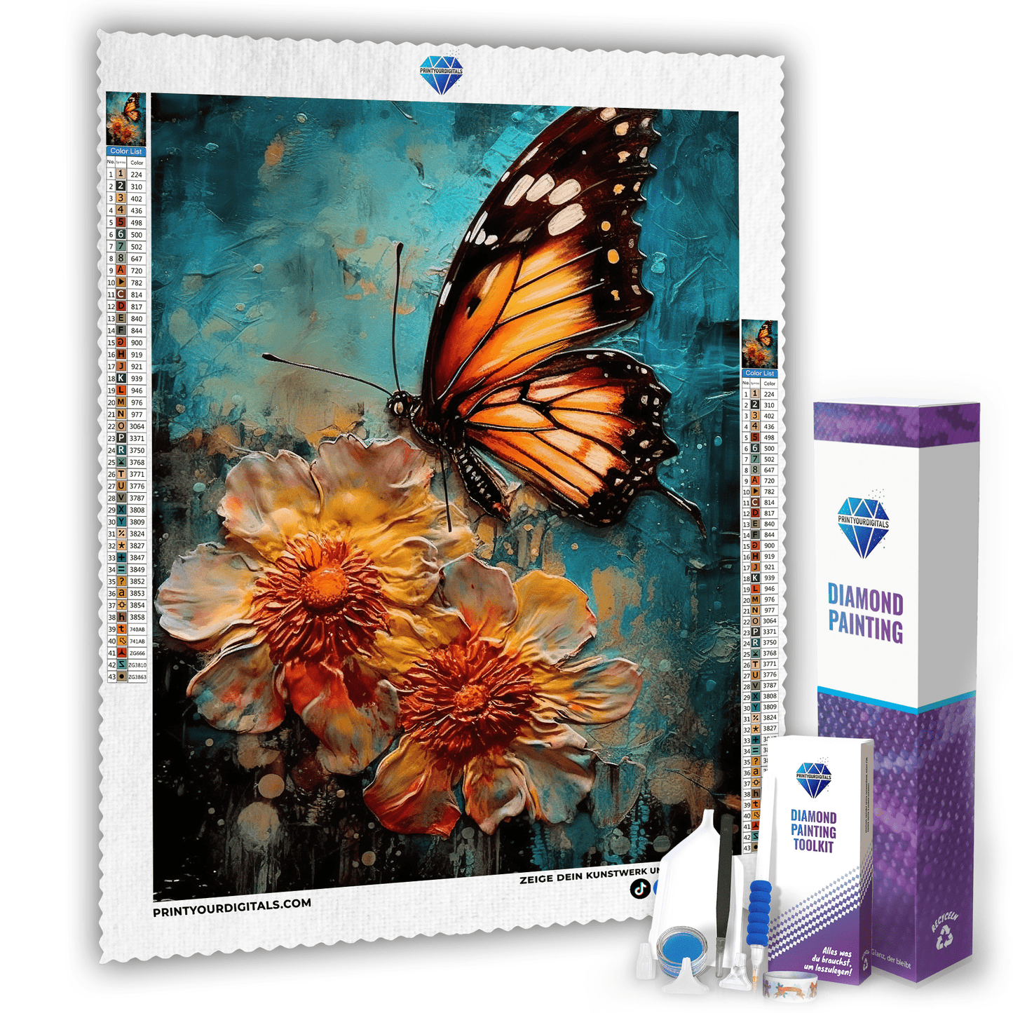 Diamond Painting - Blumenschmetterling