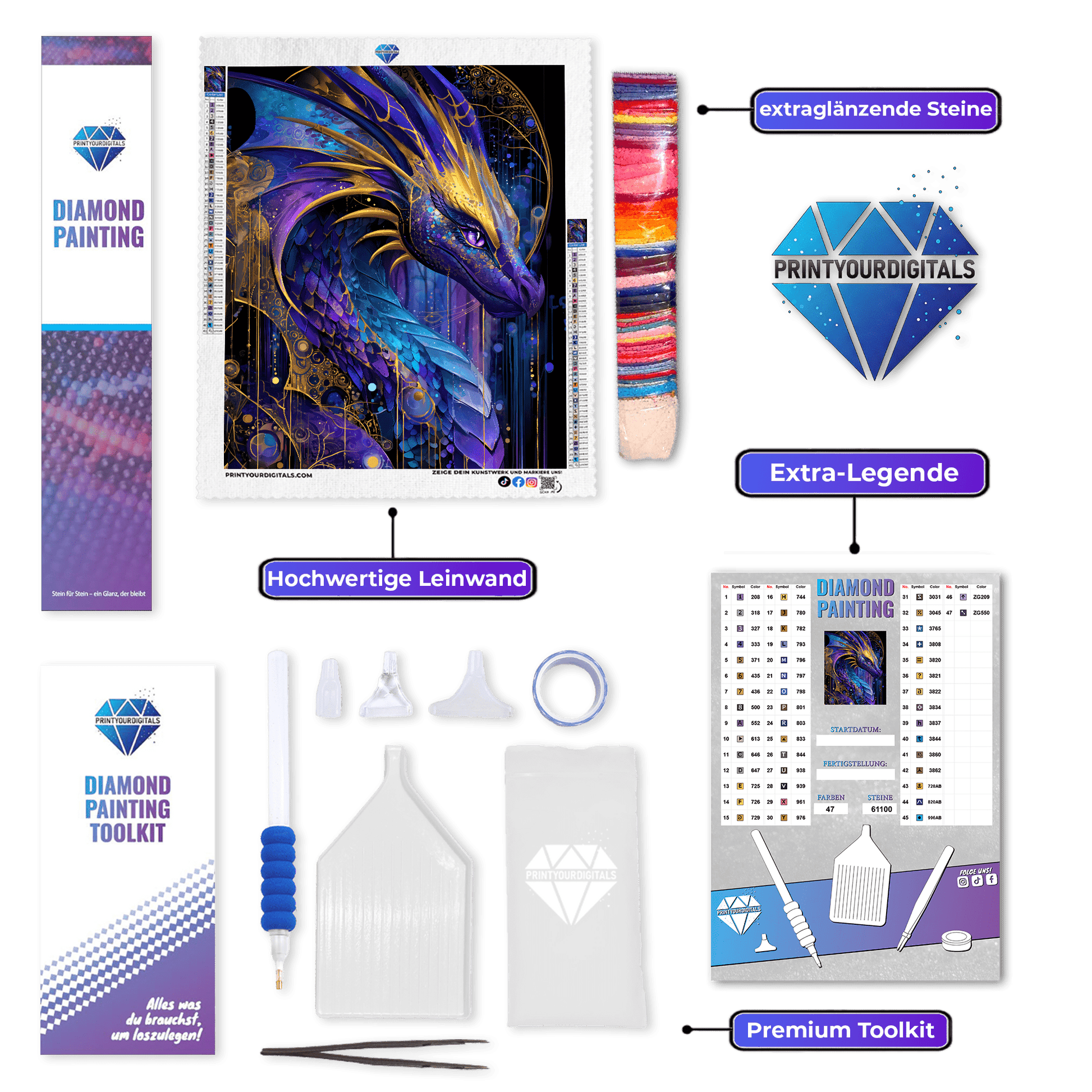 Diamond Painting - Saphirdrache der Nacht