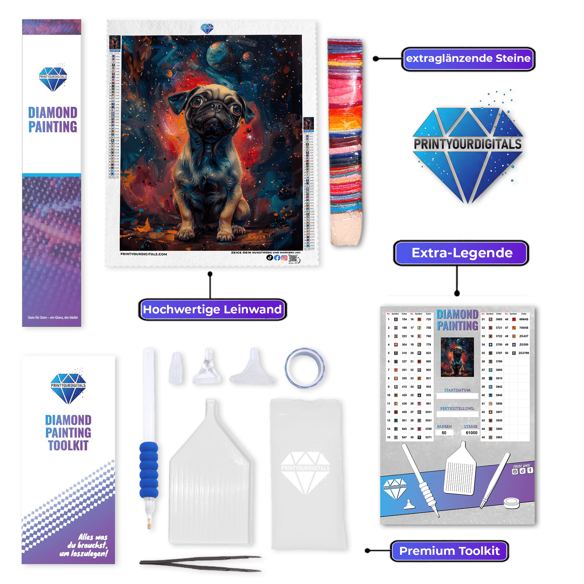 Diamond Painting - Mops im All