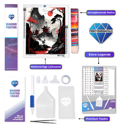 Diamond Painting - Roter Mond über Kyoto