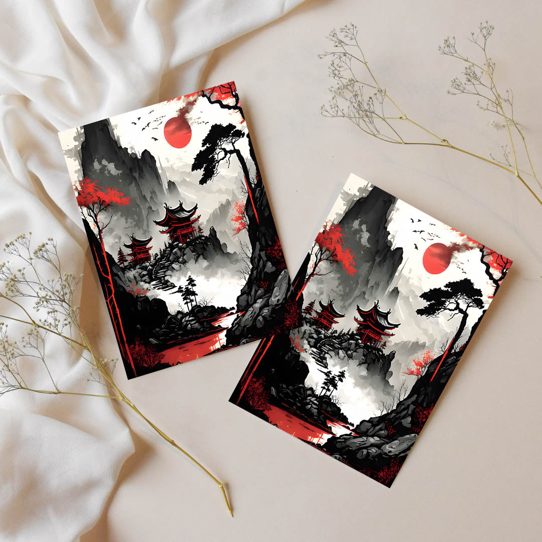 Sticker – Roter Mond über Kyoto