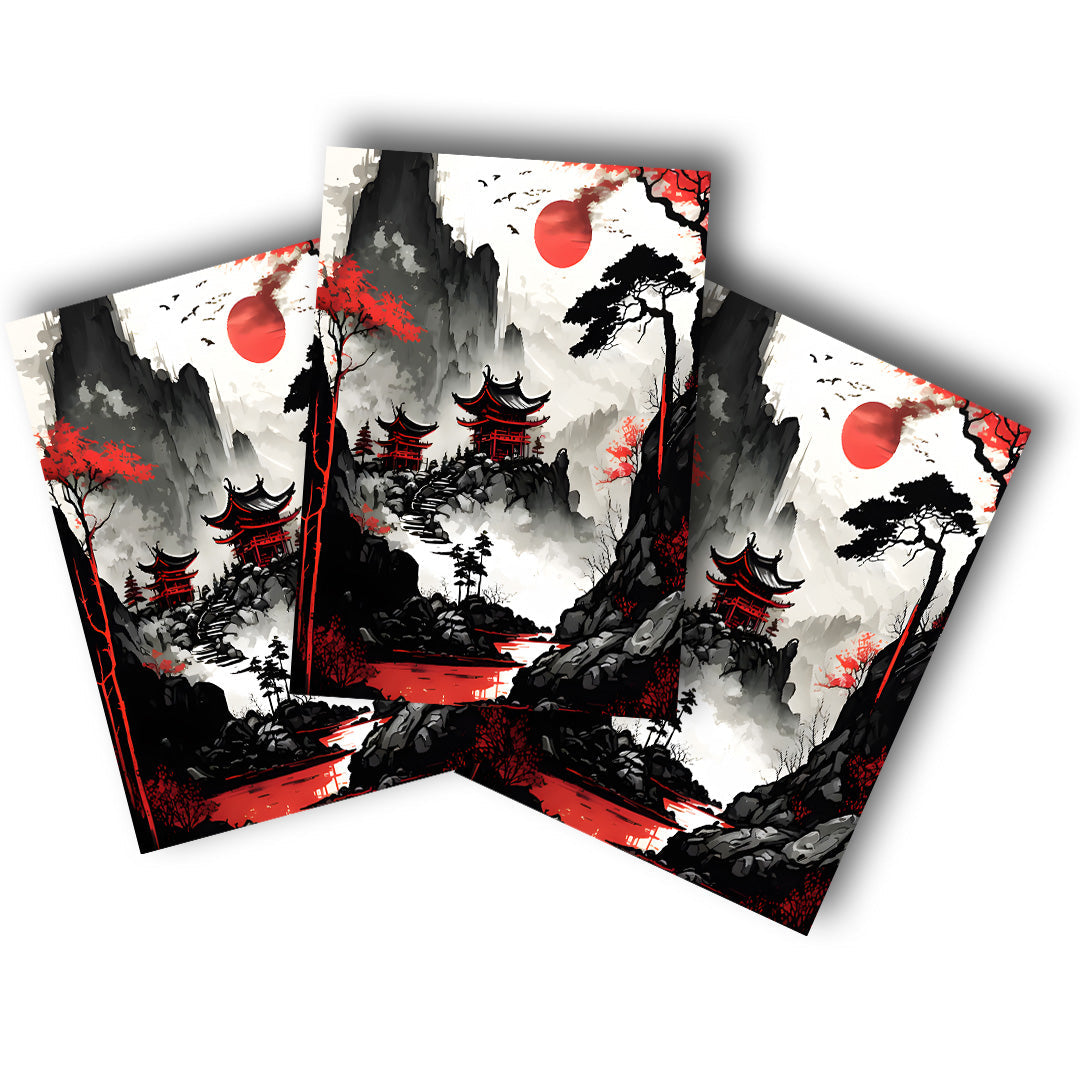 Sticker – Roter Mond über Kyoto