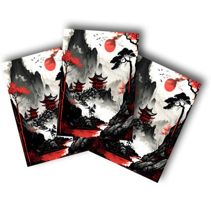 Sticker – Roter Mond über Kyoto