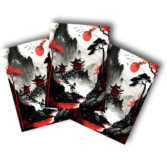 Sticker – Roter Mond über Kyoto