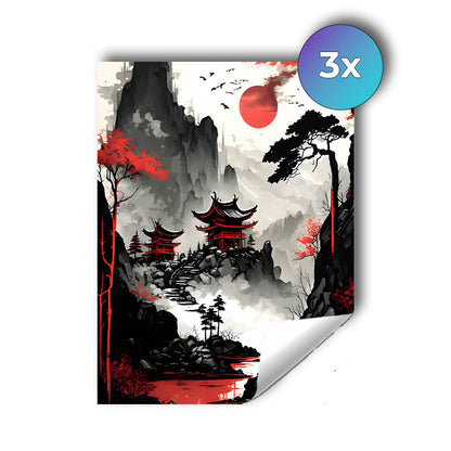 Sticker – Roter Mond über Kyoto