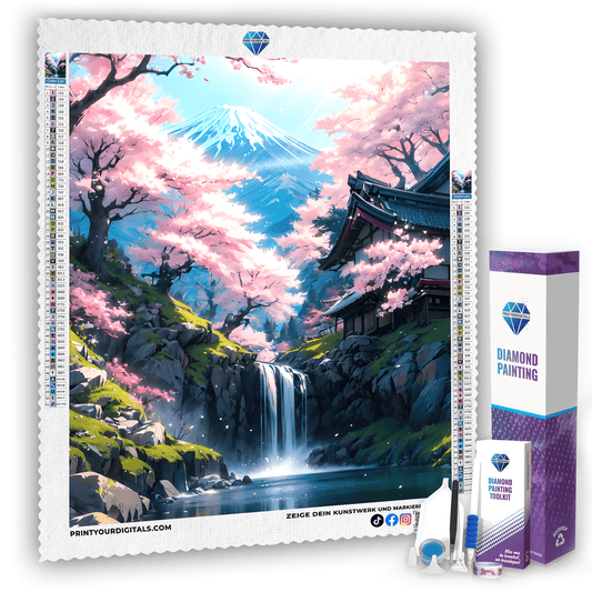 Diamond Painting - Frühling am Wasserfall